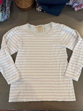 The Beaufort Bonnet Company Girls' Light Pink & White Striped Long Sleeve Tee